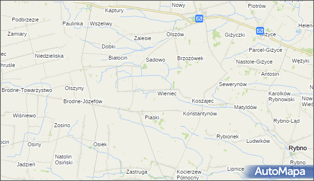 mapa Wieniec gmina Iłów, Wieniec gmina Iłów na mapie Targeo