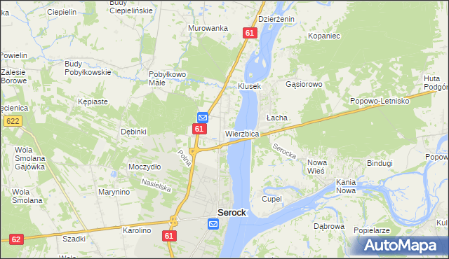 mapa Wierzbica gmina Serock, Wierzbica gmina Serock na mapie Targeo
