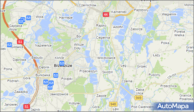 mapa Wilczkowice gmina Brzeszcze, Wilczkowice gmina Brzeszcze na mapie Targeo