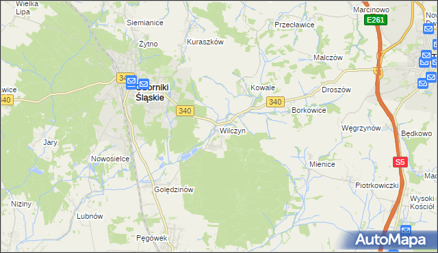 mapa Wilczyn gmina Oborniki Śląskie, Wilczyn gmina Oborniki Śląskie na mapie Targeo