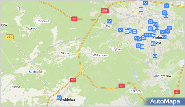 mapa Wilkanowo gmina Świdnica, Wilkanowo gmina Świdnica na mapie Targeo