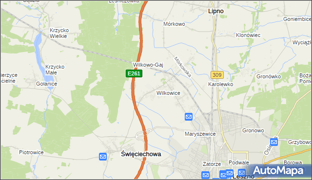 mapa Wilkowice gmina Lipno, Wilkowice gmina Lipno na mapie Targeo