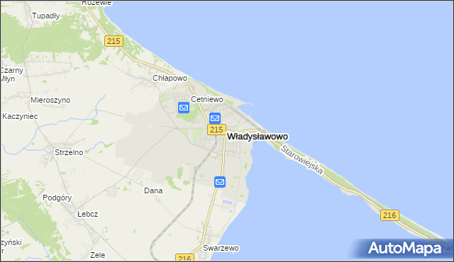 mapa Władysławowo powiat pucki, Władysławowo powiat pucki na mapie Targeo
