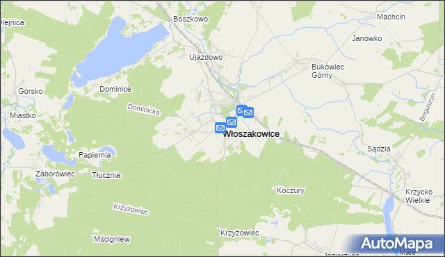mapa Włoszakowice, Włoszakowice na mapie Targeo