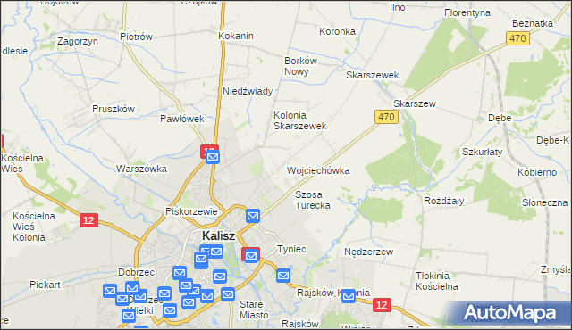 mapa Wojciechówka gmina Żelazków, Wojciechówka gmina Żelazków na mapie Targeo