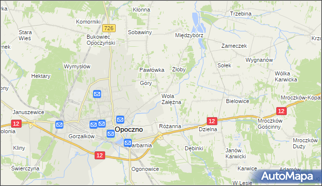 mapa Wola Załężna, Wola Załężna na mapie Targeo