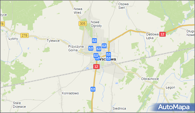 mapa Wschowa, Wschowa na mapie Targeo