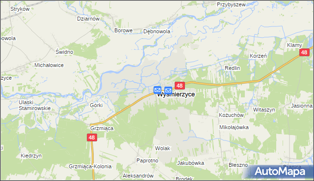 mapa Wyśmierzyce, Wyśmierzyce na mapie Targeo