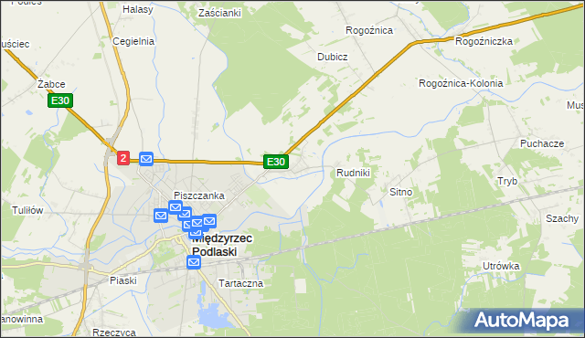 mapa Wysokie gmina Międzyrzec Podlaski, Wysokie gmina Międzyrzec Podlaski na mapie Targeo