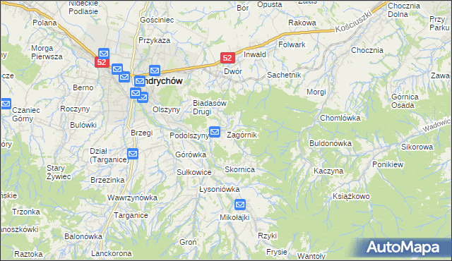 mapa Zagórnik gmina Andrychów, Zagórnik gmina Andrychów na mapie Targeo