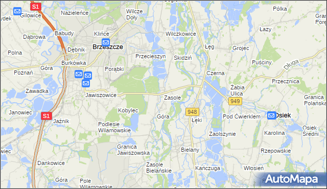 mapa Zasole, Zasole na mapie Targeo