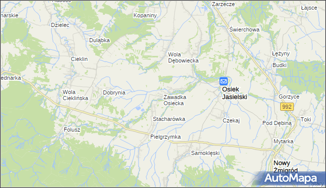 mapa Zawadka Osiecka, Zawadka Osiecka na mapie Targeo