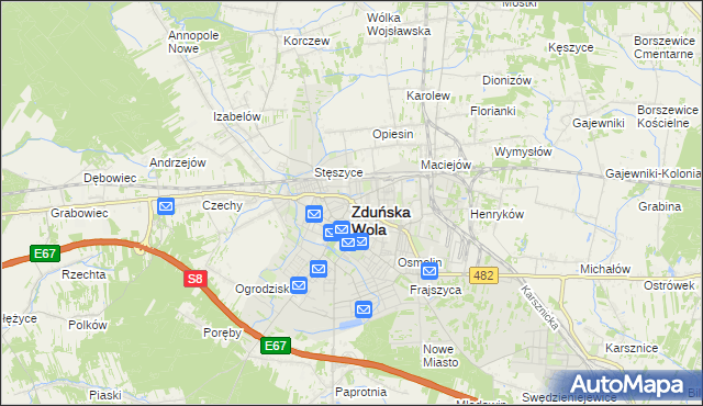 mapa Zduńska Wola, Zduńska Wola na mapie Targeo