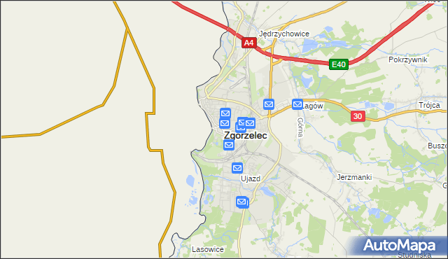 mapa Zgorzelec, Zgorzelec na mapie Targeo