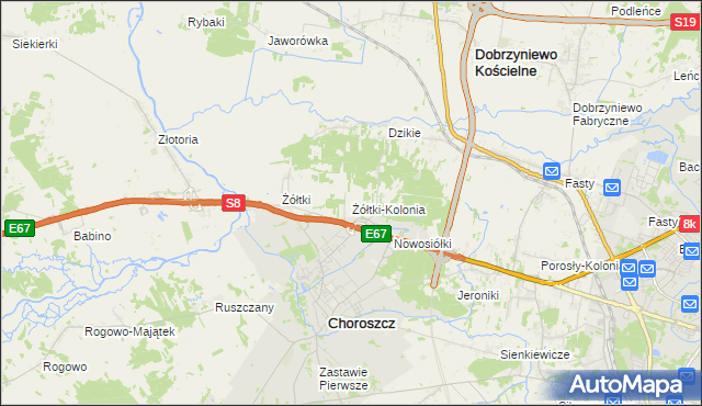 mapa Żółtki-Kolonia, Żółtki-Kolonia na mapie Targeo