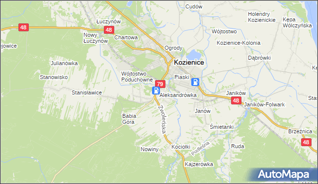 mapa Aleksandrówka gmina Kozienice, Aleksandrówka gmina Kozienice na mapie Targeo