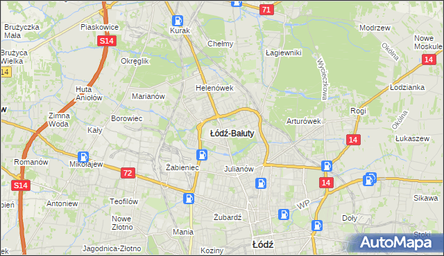 mapa Bałuty gmina Łódź, Bałuty gmina Łódź na mapie Targeo