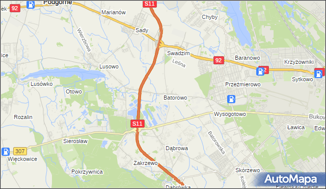 mapa Batorowo gmina Tarnowo Podgórne, Batorowo gmina Tarnowo Podgórne na mapie Targeo