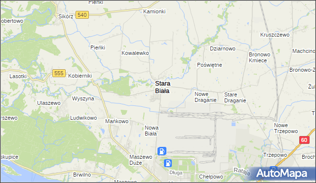 mapa Biała gmina Stara Biała, Biała gmina Stara Biała na mapie Targeo