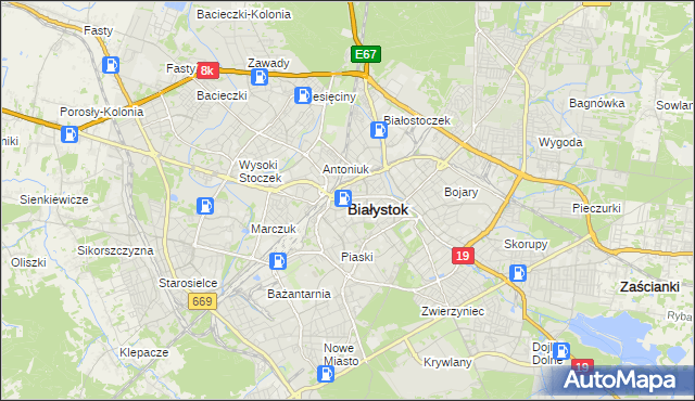 mapa Białegostoku, Białystok na mapie Targeo