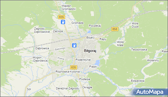 mapa Biłgoraj, Biłgoraj na mapie Targeo