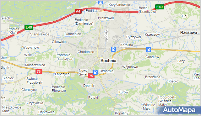 mapa Bochni, Bochnia na mapie Targeo