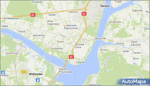 mapa Borowa Góra gmina Serock, Borowa Góra gmina Serock na mapie Targeo