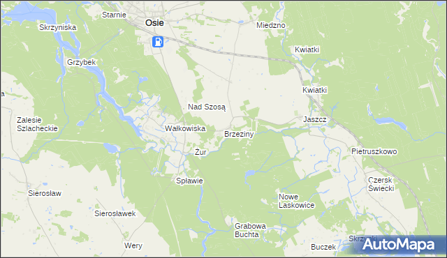 mapa Brzeziny gmina Osie, Brzeziny gmina Osie na mapie Targeo