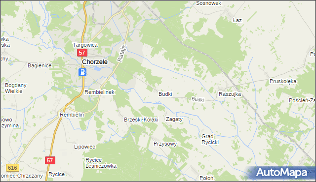 mapa Budki gmina Chorzele, Budki gmina Chorzele na mapie Targeo