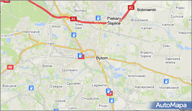 mapa Bytomia, Bytom na mapie Targeo