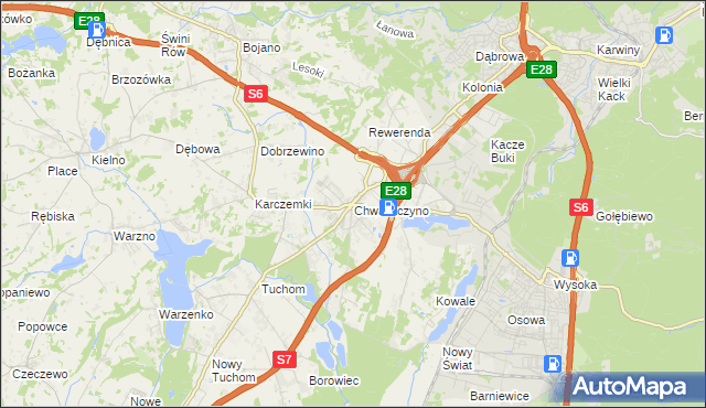 mapa Chwaszczyno, Chwaszczyno na mapie Targeo