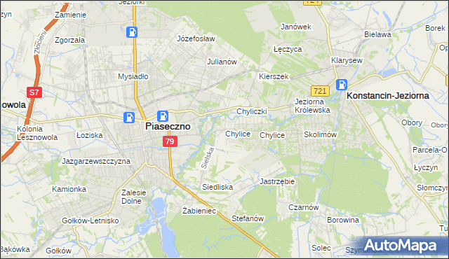 mapa Chylice gmina Piaseczno, Chylice gmina Piaseczno na mapie Targeo