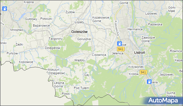 mapa Cisownica, Cisownica na mapie Targeo