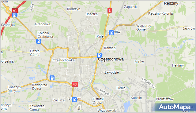 mapa Częstochowy, Częstochowa na mapie Targeo