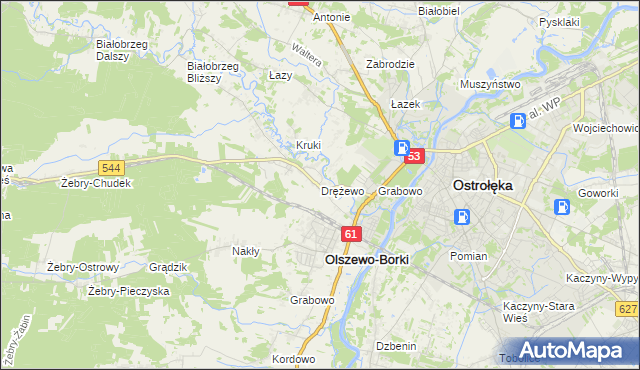 mapa Drężewo, Drężewo na mapie Targeo