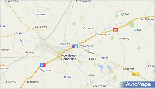 mapa Frydrychowo gmina Kowalewo Pomorskie, Frydrychowo gmina Kowalewo Pomorskie na mapie Targeo