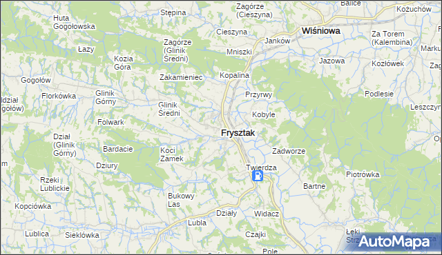 mapa Frysztak, Frysztak na mapie Targeo