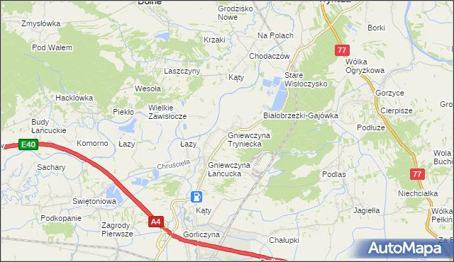 mapa Gniewczyna Tryniecka, Gniewczyna Tryniecka na mapie Targeo