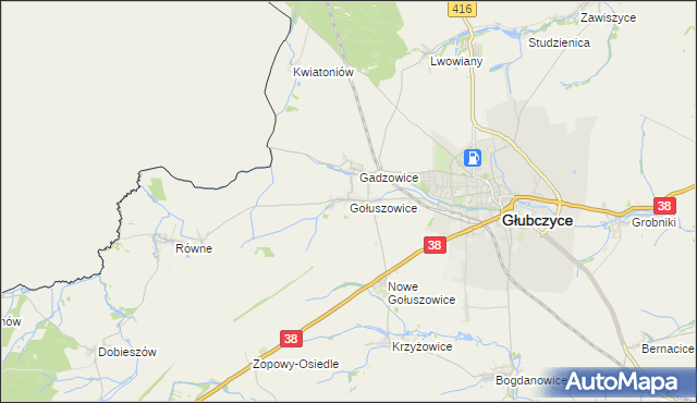 mapa Gołuszowice, Gołuszowice na mapie Targeo