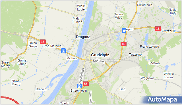 mapa Grudziądza, Grudziądz na mapie Targeo