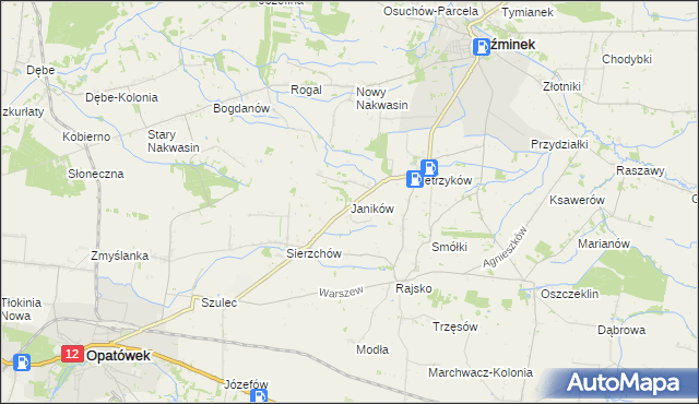 mapa Janików gmina Opatówek, Janików gmina Opatówek na mapie Targeo
