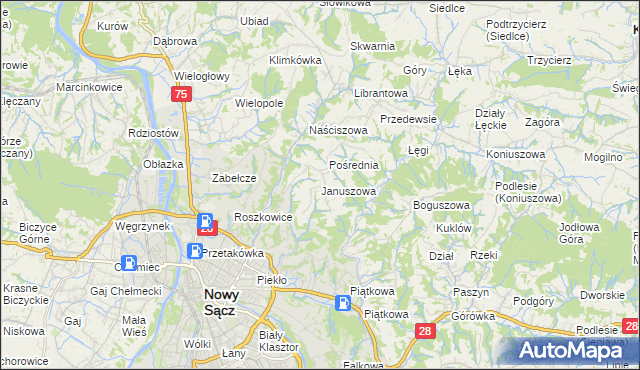 mapa Januszowa, Januszowa na mapie Targeo