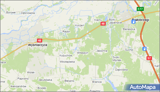 mapa Jeruzal gmina Wyśmierzyce, Jeruzal gmina Wyśmierzyce na mapie Targeo