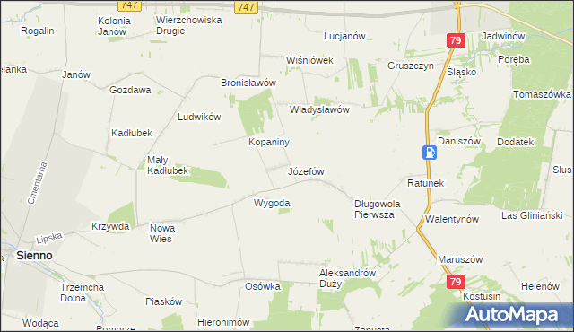 mapa Józefów gmina Lipsko, Józefów gmina Lipsko na mapie Targeo
