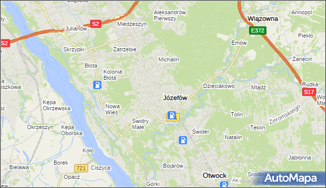 mapa Józefów powiat otwocki, Józefów powiat otwocki na mapie Targeo