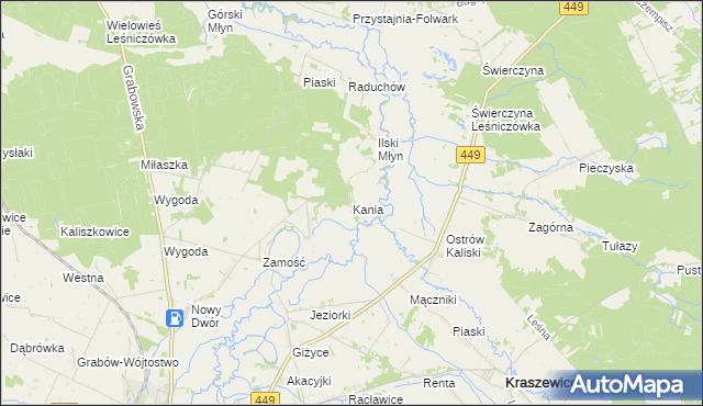 mapa Kania gmina Sieroszewice, Kania gmina Sieroszewice na mapie Targeo