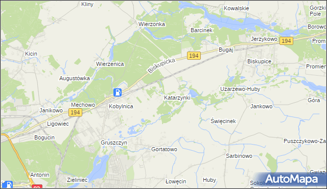 mapa Katarzynki gmina Swarzędz, Katarzynki gmina Swarzędz na mapie Targeo