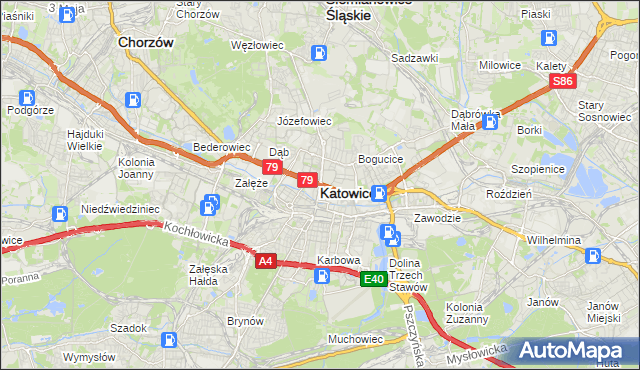 mapa Katowic, Katowice na mapie Targeo