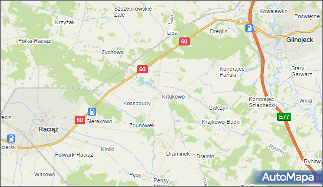 mapa Krajkowo gmina Raciąż, Krajkowo gmina Raciąż na mapie Targeo