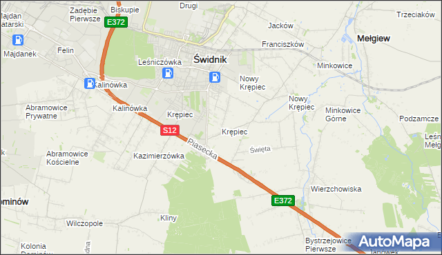 mapa Krępiec gmina Mełgiew, Krępiec gmina Mełgiew na mapie Targeo